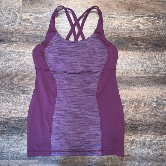 Lululemon Athletica Cross Back Tank Top with Built in Bra No Size Dot - Picture 1 of 7
